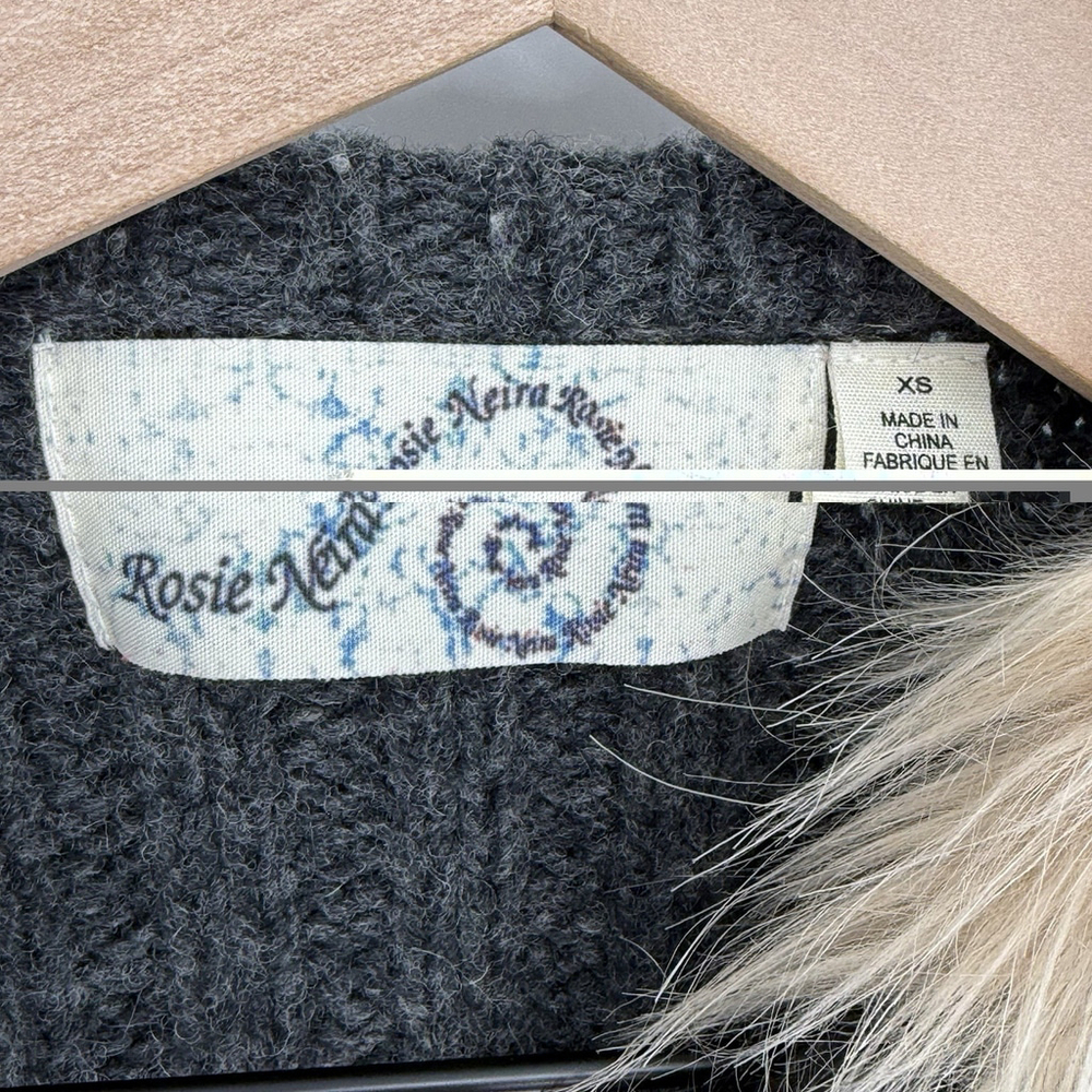 Anthropologie Rosie Neira Vivid Faux Fur Vest Women’s Size XS Wool Blend - Picture 4 of 5